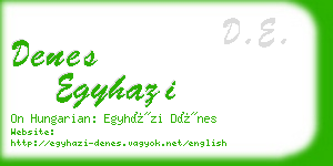 denes egyhazi business card